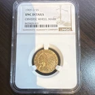 1909 D $5 Indian Head Gold Coin NGC UNC Details Obverse Wheel Mark Denver