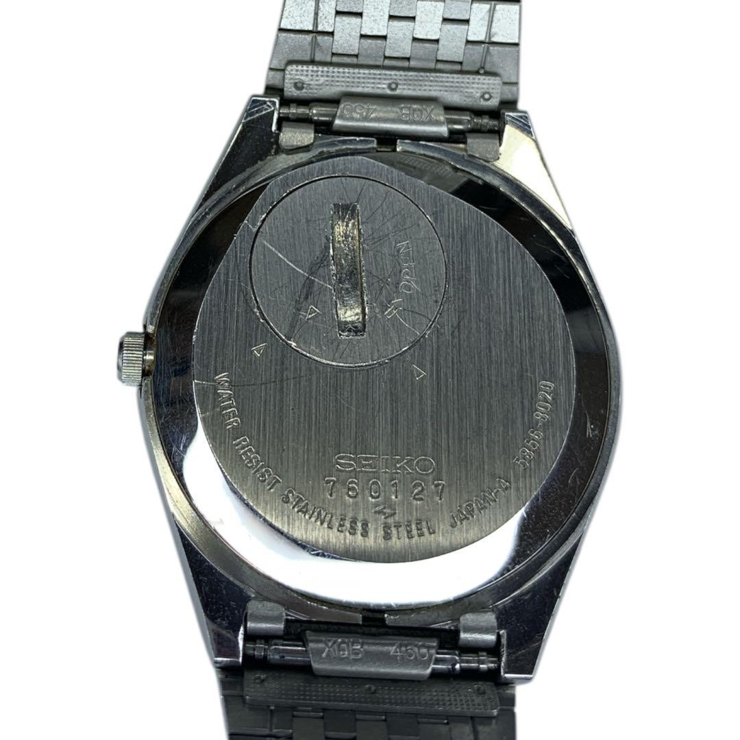 SEIKO King Quartz 5856-8020 Vintage Day Date Silver Gold