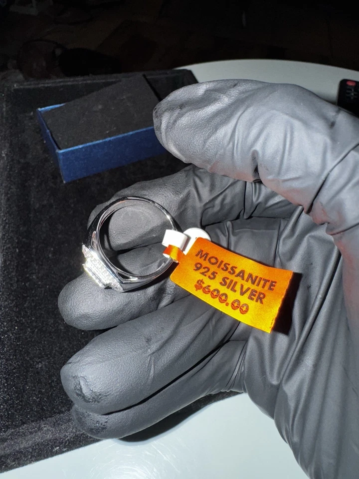 Men 1.5 Carats Moissanite rhodium platinum over 925 sterling silver size 10 ring - Image 3 of 4