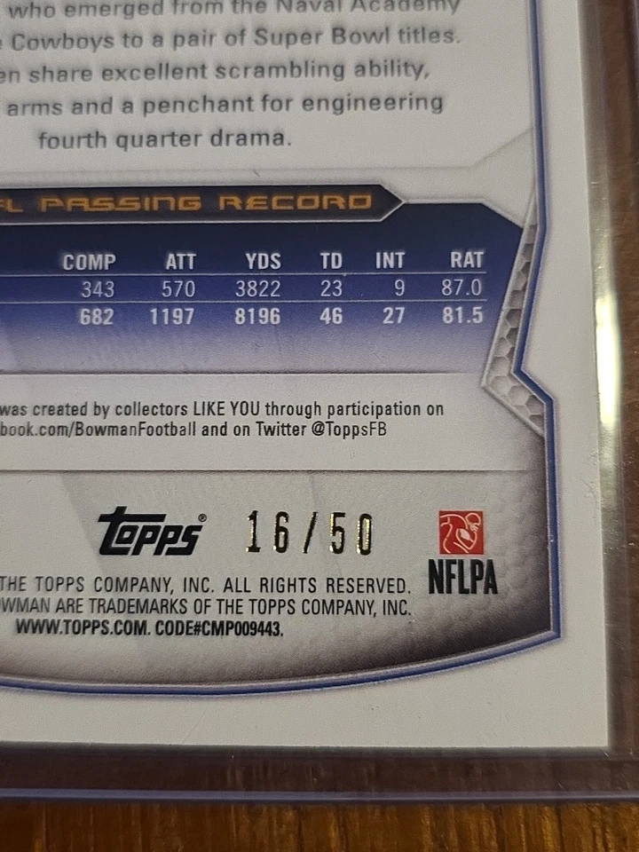 2014 Bowman Chrome Gold Refractor /50 Andrew Luck #22 - Image 3 of 3