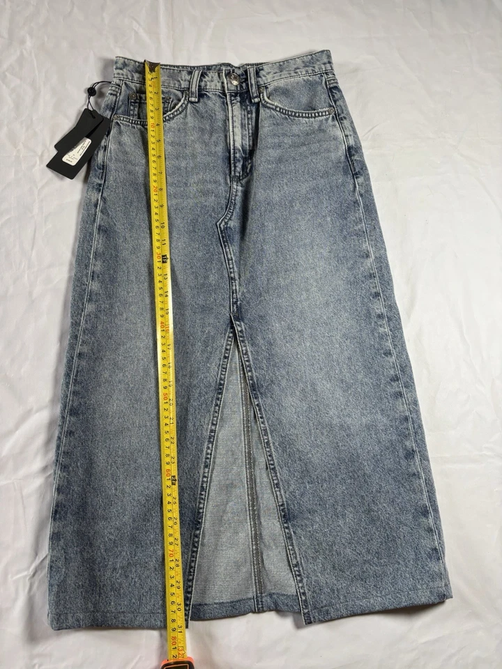 Falda midi Clara azul denim Rag & Bone para mujer lavado medio talla 24 Foto 4 de 4