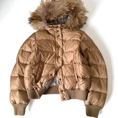 Burberry London Blue Label Down Jacket Hood Nova Check Beige size
