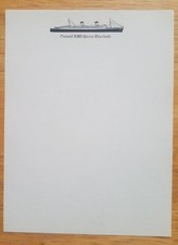 QUEEN ELIZABETH (Cunard) Hoja de papel de escribir sin usar - ENVÍO ILUSTRACIÓN