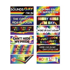 12 Pcs Rainbow Magnetic Car Stickers, Gay Pride Car Magnets, Reusable Prank B...