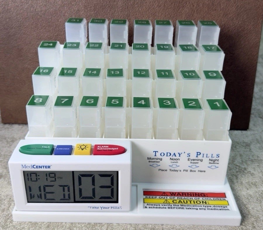 30 Day Pill Organizer W/ Talking Alarm Clock Medication Reminder System