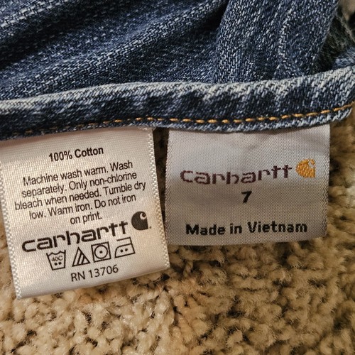 Carhartt Overalls Youth 7 Blue Denim Master Cloth Sanforized Workwear Utility - Picture 5 of 8