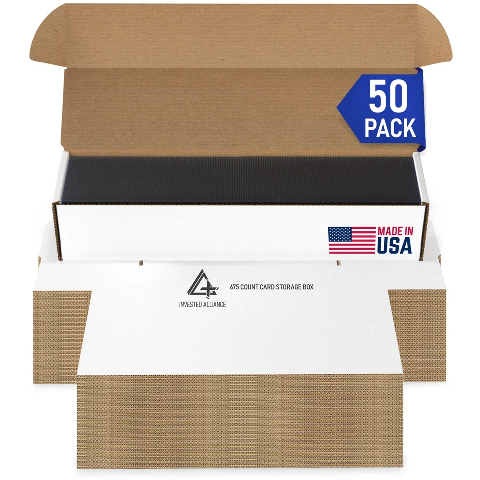 INVESTED ALLIANCE Trading Card Storage Box | Cardboard Sports & TCG Boxes | Holds 675+ Cards