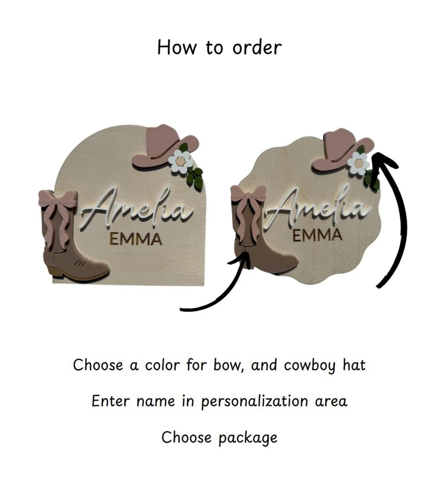 Juego personalizado de hitos de bebé vaquera: accesorios para fotos de madera y acrílico grabados Foto 4 de 4