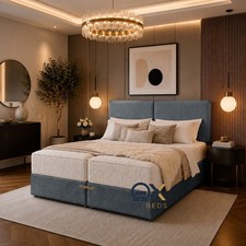 Luxury Conistan Fabric Zip & Link Divan Bed Base Storage Drawers + Free Mattress