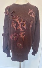 Vintage Escada By Margaretha Ley Wool Mohair Purple Embellished Sweater Sz M