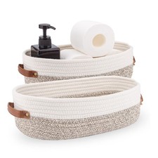 2 Pack Woven Storage Basket for Toilet Tank Top,Farmhouse Home Decor Organizi...