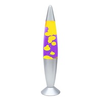 Global Gizmos 48809 Purple and Yellow Lava Lamp/Silver Base Colour/Retro
