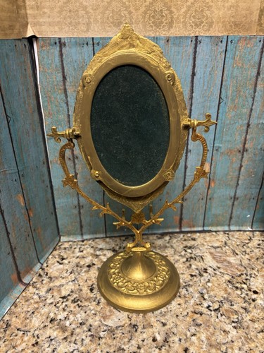 Vintage Messing ovale Form Spiegel Handarbeit mit Jali Auge Flaschenhalter befestigt - Bild 2 von 7