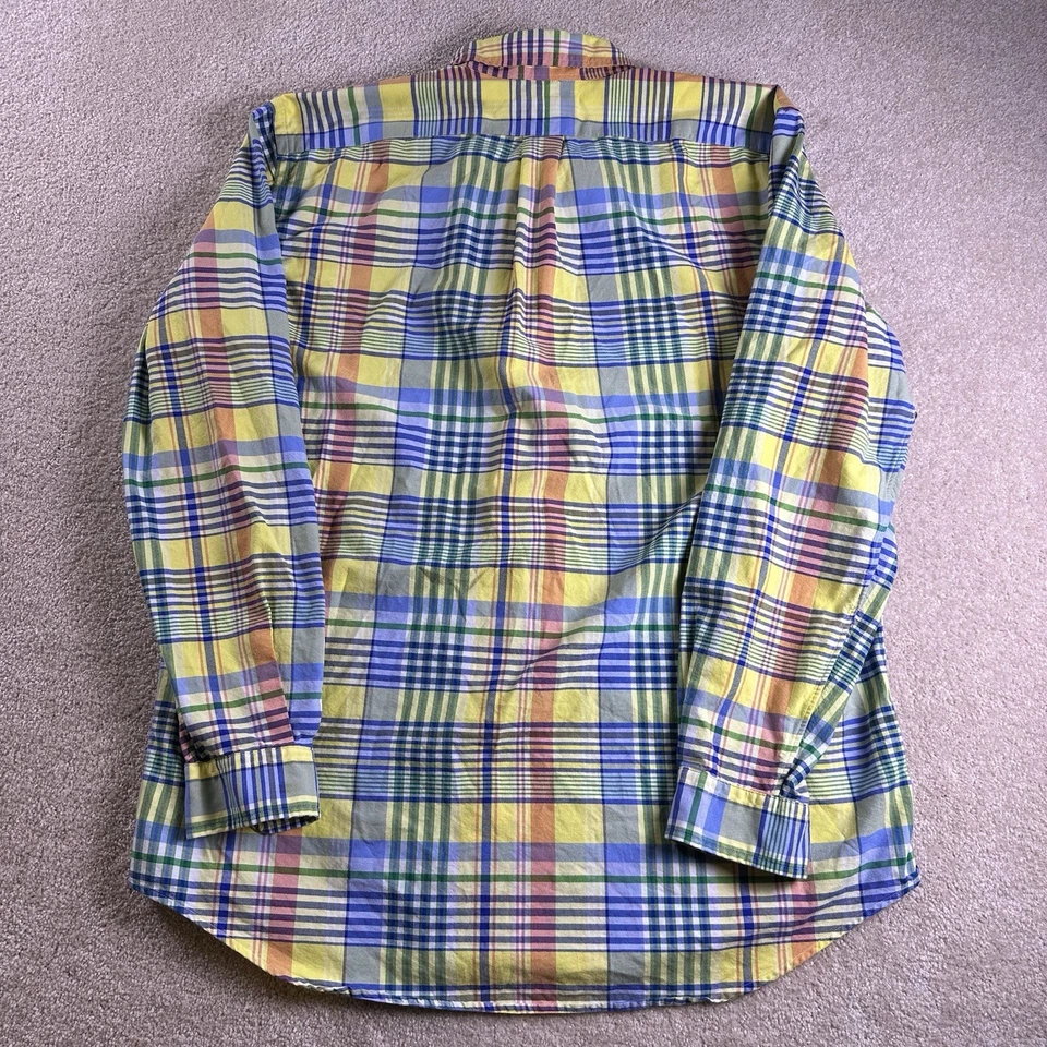 Ralph Lauren Mens L Tall Classic Yellow & Blue Summer Madras Button Down Shirt - Image 2 of 4