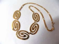 Vintage 1960s Modernist Circular 18 Inch Gold Tone Necklace