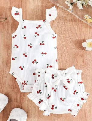 Mädchen Kirsch Design Top & Short Set Mädchen Outfit 3-6 Monate 