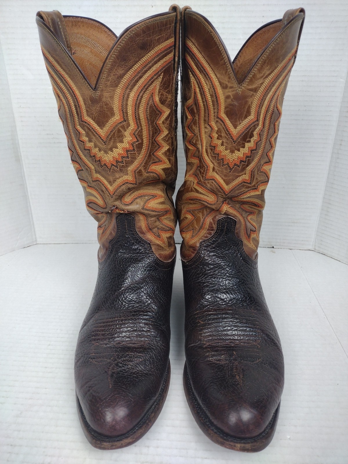 Lucchese Boots Caiman Mens 9 D Brown 1883 Vibrant Colored Embroidery image 2