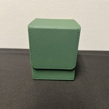 Magnetic Vertical Green Faux Leather Deck Box Holds 80 Cards W/ Sleeve Pack
