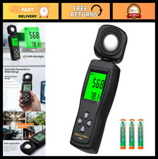 High Precision Digital Light Meter, 0-200,000 Lux, 180  Sensor, LCD Display, Han
