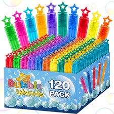 120 Pcs Mini Bubble Wands in 10 Colors, Bulk Party Favors for Kids, Themed Bi...