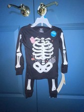 Carter's Toddler Girls 24M Glow in the Dark Skeleton Halloween Pajama Set Black