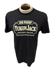 Vintage Yukon Jack 100 Proof Promo Shirt Black Size M Liquor Advertising Tee 72