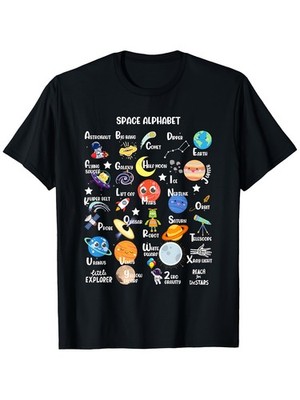 Men's & Women's Space Alphabet T-Shirt - Solar System Planets & Astronomy Term