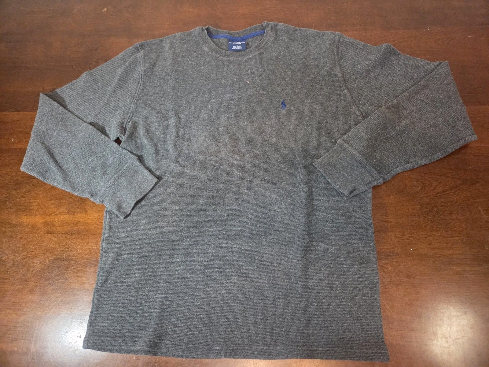 Polo Ralph Lauren Sleepwear Shirt Mens L Gray Waffle Knit Thermal Long Sleeve