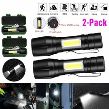 2Pcs Mini Bright 990000LM COB Torch USB Portable Rechargeable Flashlight W/ Clip