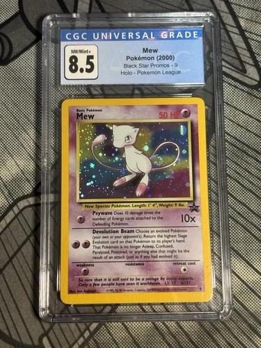 Mew Holo Pokémon League (2000) Black Star Promo #9 CGC 8.5 Blue Label fart Swirl
