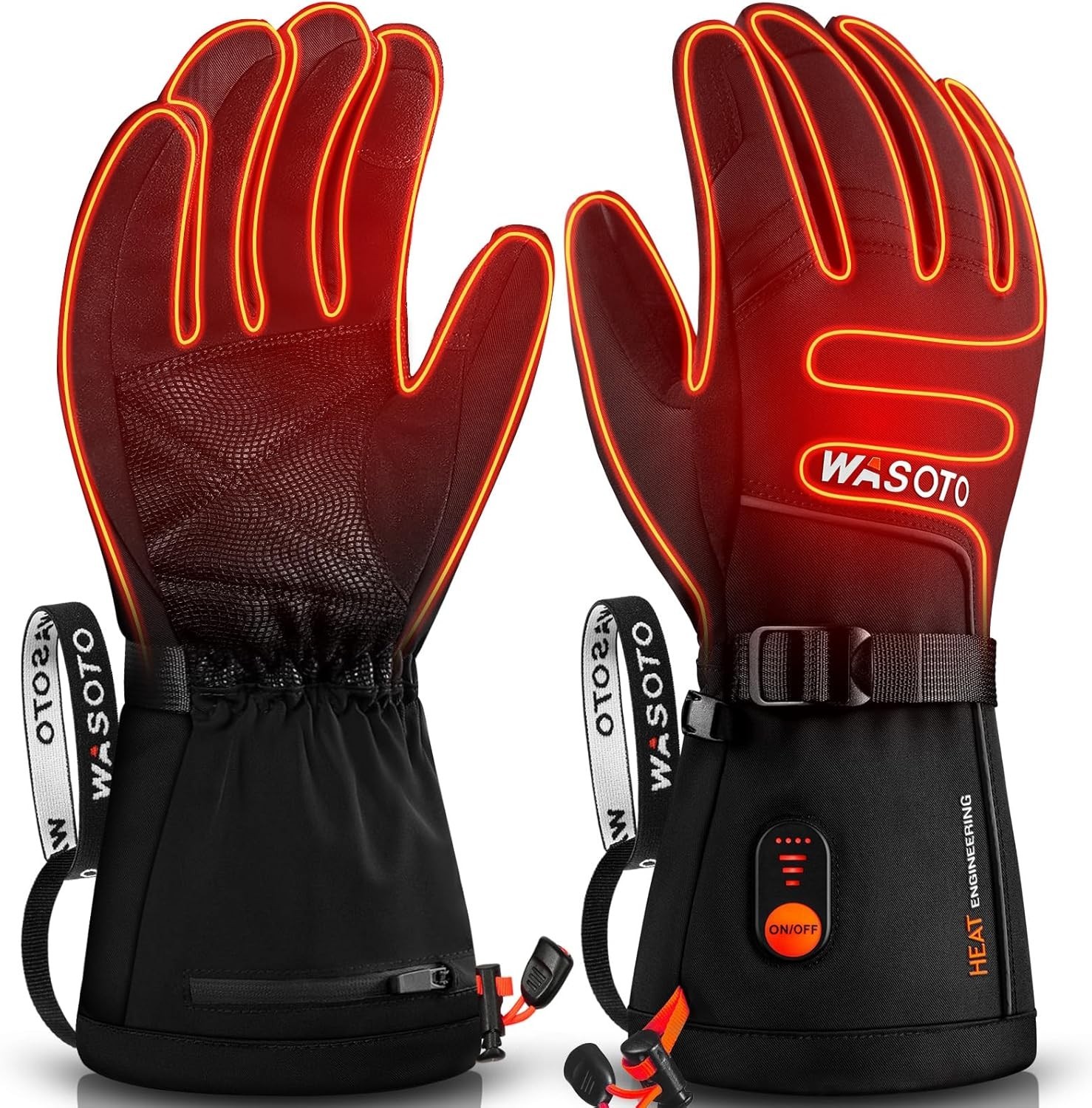Heated Rechargeable Waterproof Touchscreen Ski Gloves