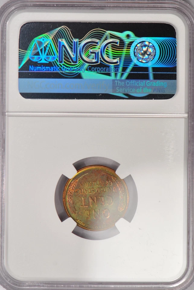1956 TONED Lincoln Wheat Cent Proof NGC PF 64 RB PR64RB Toning SEE VIDEO 1C - Image 2 of 4