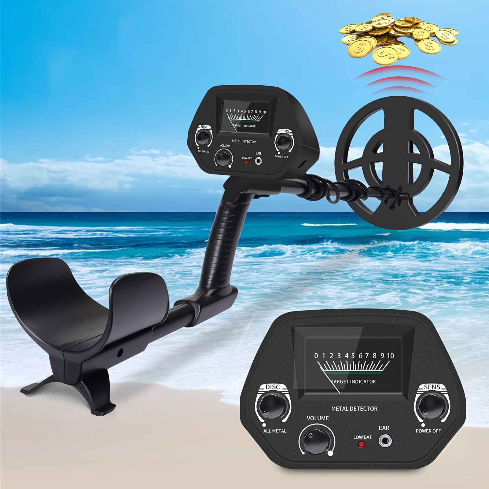 Deep Ground Metal Detector For Adults Underwater Beach Yard Waterproof Seeker US