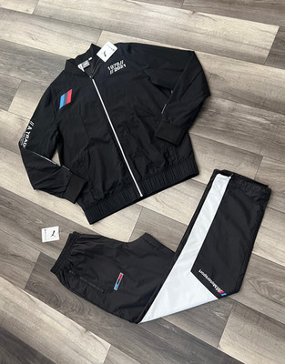 Puma BMW Motorsports Men's Tracksuit Black White Windbreaker Jacket XL Pants M