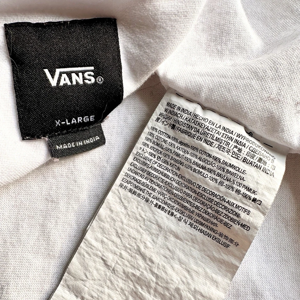 Camisa informal unisex Vans blanca esqueleto signos a mano fuera de la pared XL Foto 2 de 4