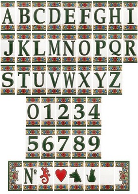 Keramik Hausnummer Zahlen Ziffern Buchstaben Symbole Kacheln Fliesen 3,5 x 7,4cm