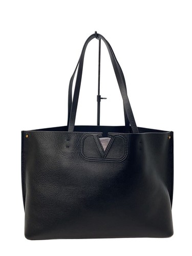 VALENTINO GARAVANI Tote Bag Leather BLK Used