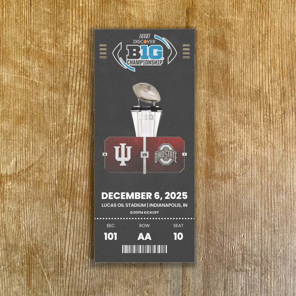 Réplica de asiento personalizable del campeonato Indiana Big Ten 2025 talón de boleto cualquier asiento Foto 2 de 4
