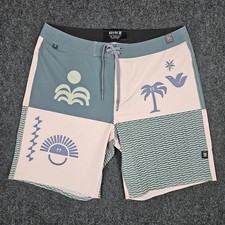 Roark Mens 34 Multi The Passage Colorblock Graphic Boardshorts Surf Swim Trunks