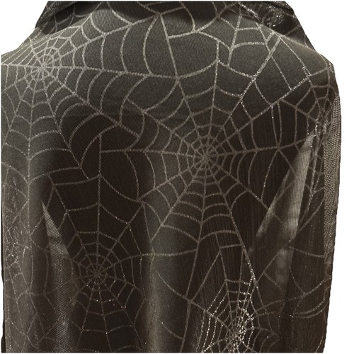 Spinnennetz Cape mit Kapuze 60" Fun World Halloween schwarz metallic silber Erwachsene - Bild 4 von 6