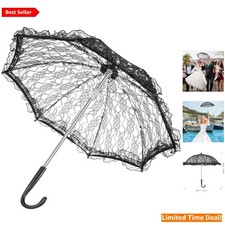 Lace Umbrella for Weddings Photography Victorian Themed Events Black 19.68-Inch