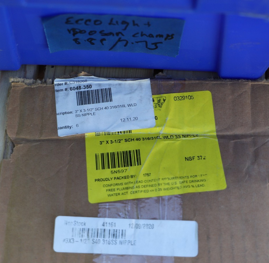 STAINLESS STEEL 316 SS 3" X 3-1/2" SCH 40 BARREL PIPE NIPPLE THREADED