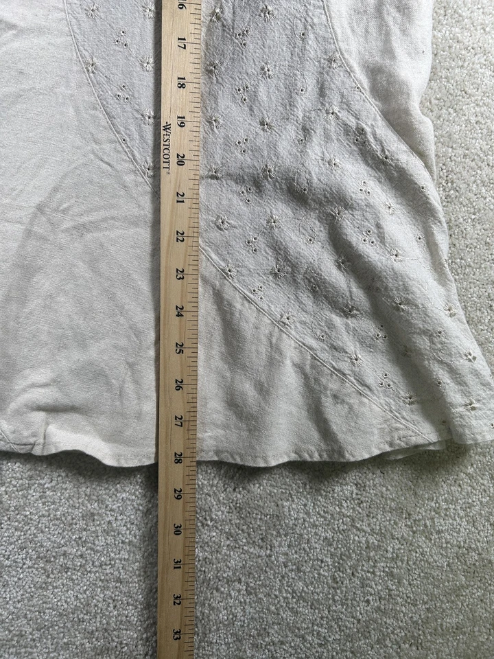 Falda Dressbarn Mujer 14 Beige Bordado Mezcla de Lino Línea A Completamente Forrada Cremallera Foto 3 de 4