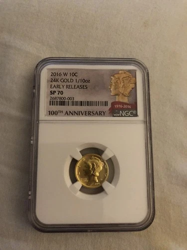 2016 24kt Mercury Dime Sp70(NGC)