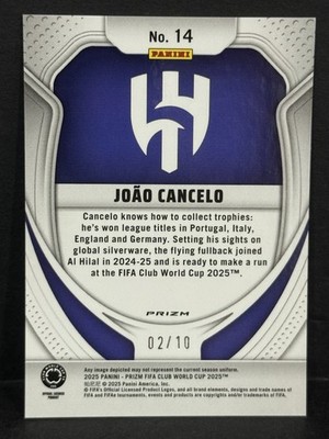 2025 Panini Prizm FIFA Club World Cup Al Hilal Joao Cancelo Gold