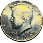 1980 P Kennedy Half Dollar US Clad Coin Natural Toning #780