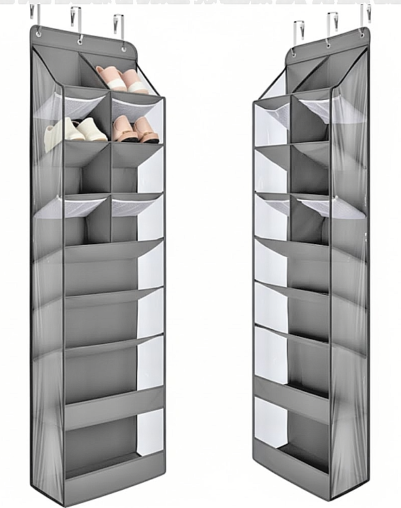 Over the Door Shoe Organizer Hanging with Large Pockets, 8 Tier Back of Stora