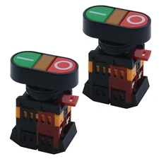 2-Pack AC 600V 10A On/Off Push Button Switch w/ Indicator Light, APBB-22&25N