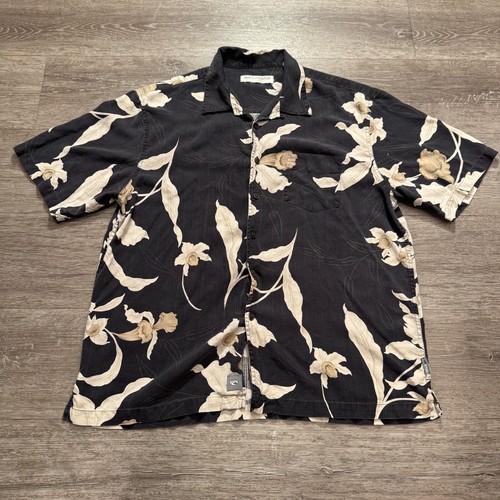 Vintage Quicksilver Hemd Herren Large Blumenmuster Hawaii Surf Seide Schlaufenkragen