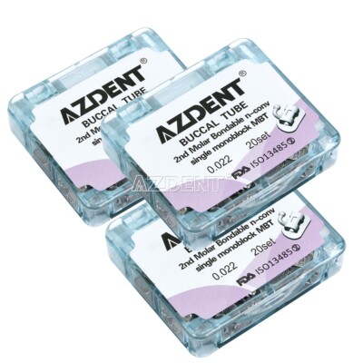 20 Set AZDENT Dental Orthodontic 2nd Molor Buccal Tube Roth 022 Bondable Non-con | UK